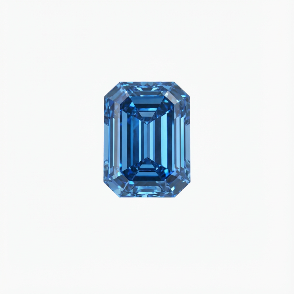 Emerald Cut Blue Diamond