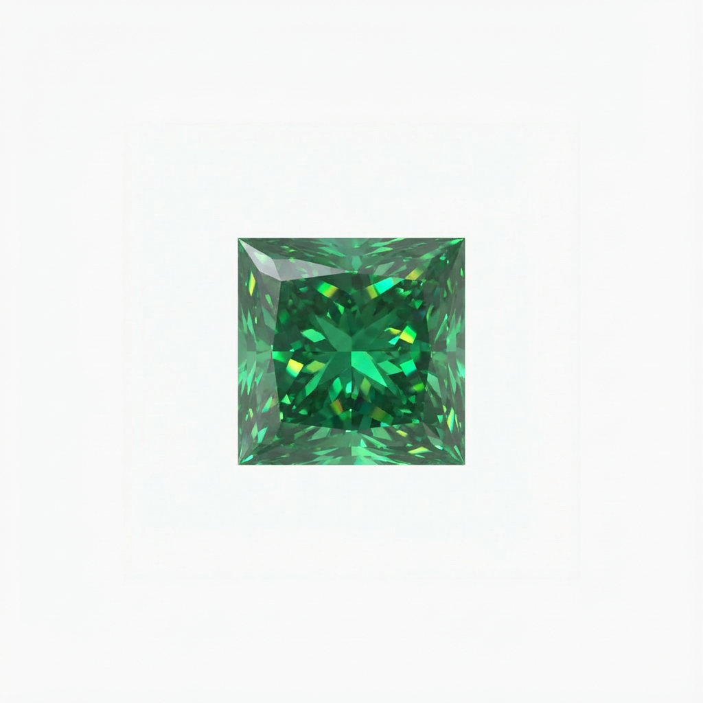 Princess Cut Green Diamond